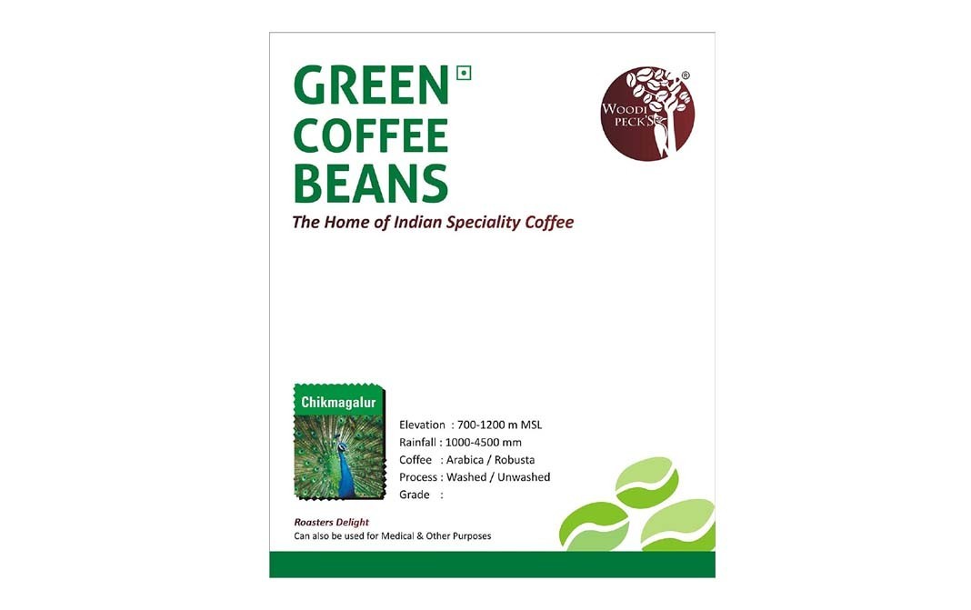 Woodi Peck's Green Coffee Beans, Chikmagalur   Box  200 grams